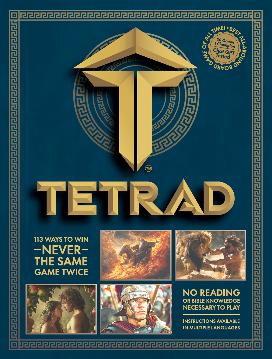 TETRAD board game box cover — 113 ways to win, never the same game twice