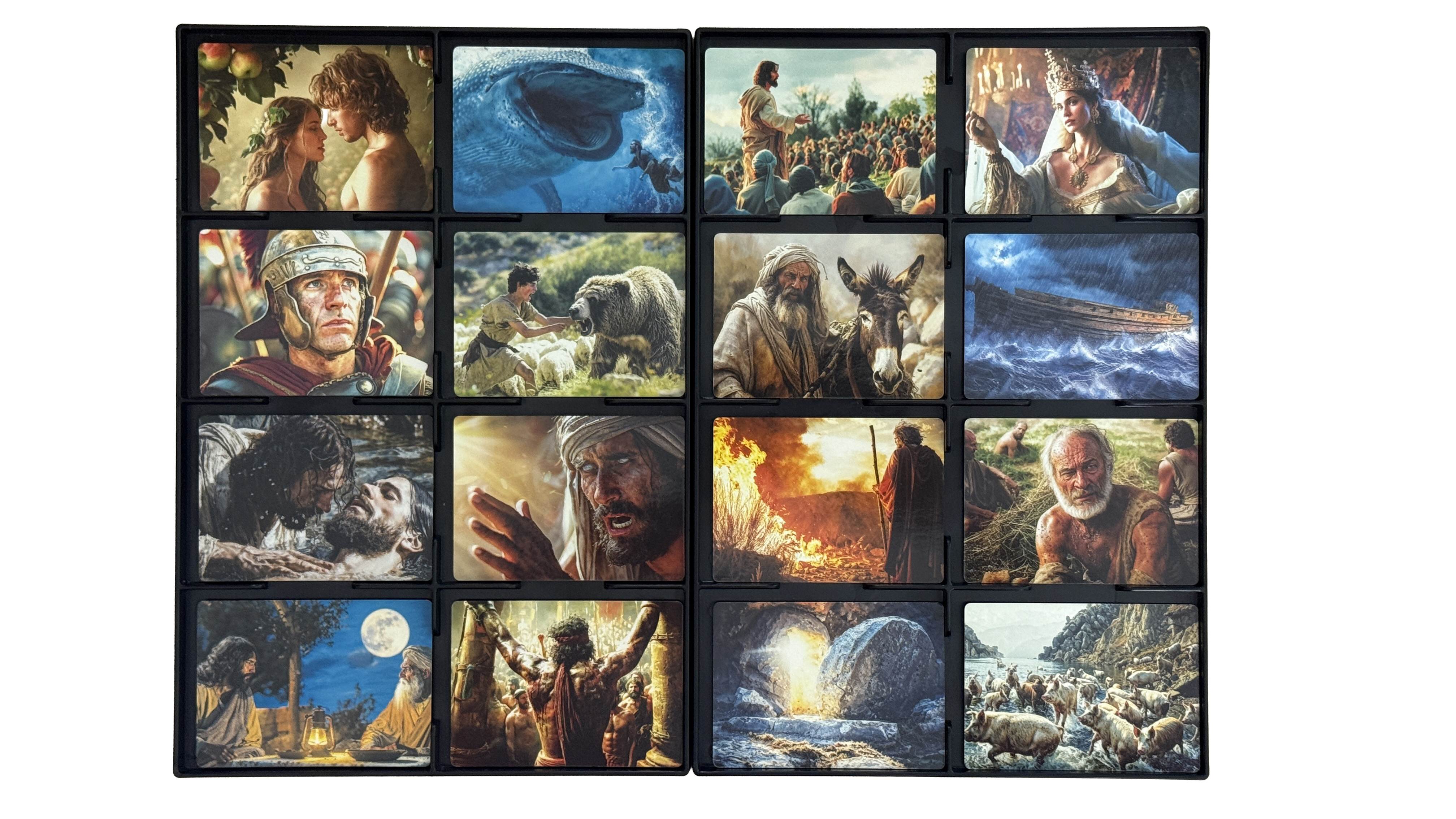 TETRAD game board with beautifully illustrated Bible scene cards